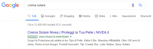 Paid search ad tra i risultati di Google.