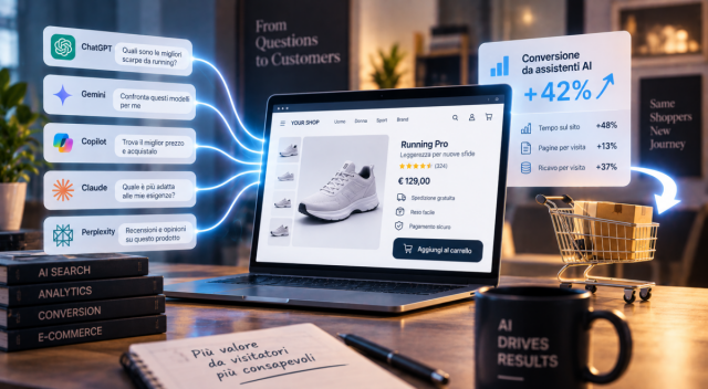 header-traffico-assistenti-ai-conversione-2026 Traffico da assistenti AI: come leggere i dati 2026