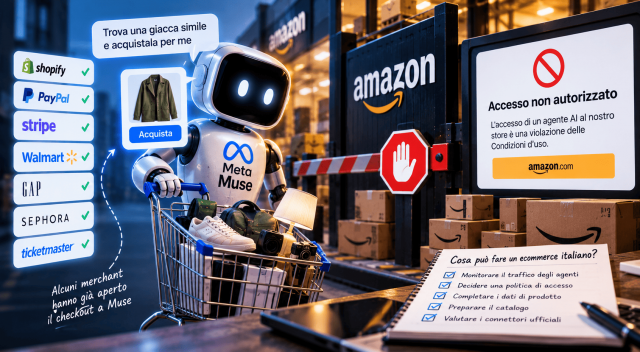 articolo-meta-muse-amazon-blocco-checkout-agentico-2026 Meta Muse bloccato da Amazon: la guerra del checkout AI